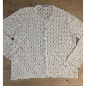 Vintage Americana Knitting Mills of Miami Ivory Button Up pointelle Cardigan